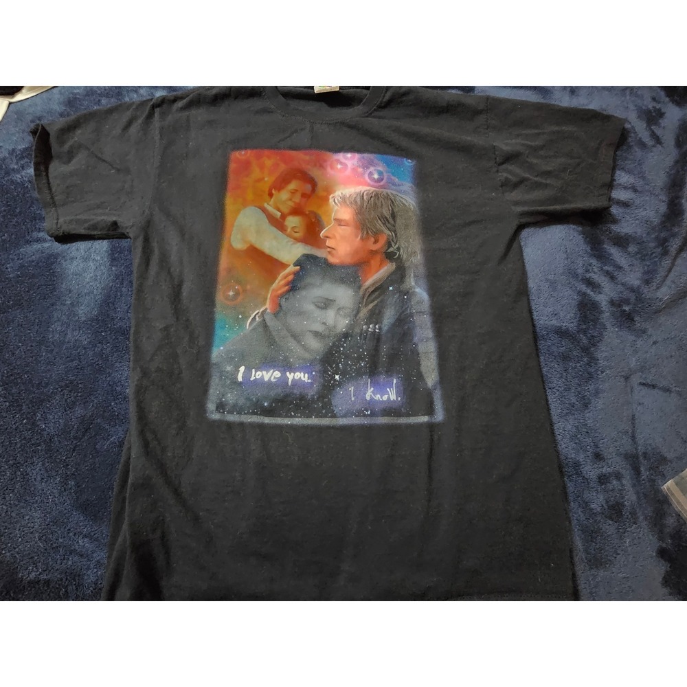 Star Wars Han Solo Princess Leia I Love You I Know Graphic T-Shirt Black Large
